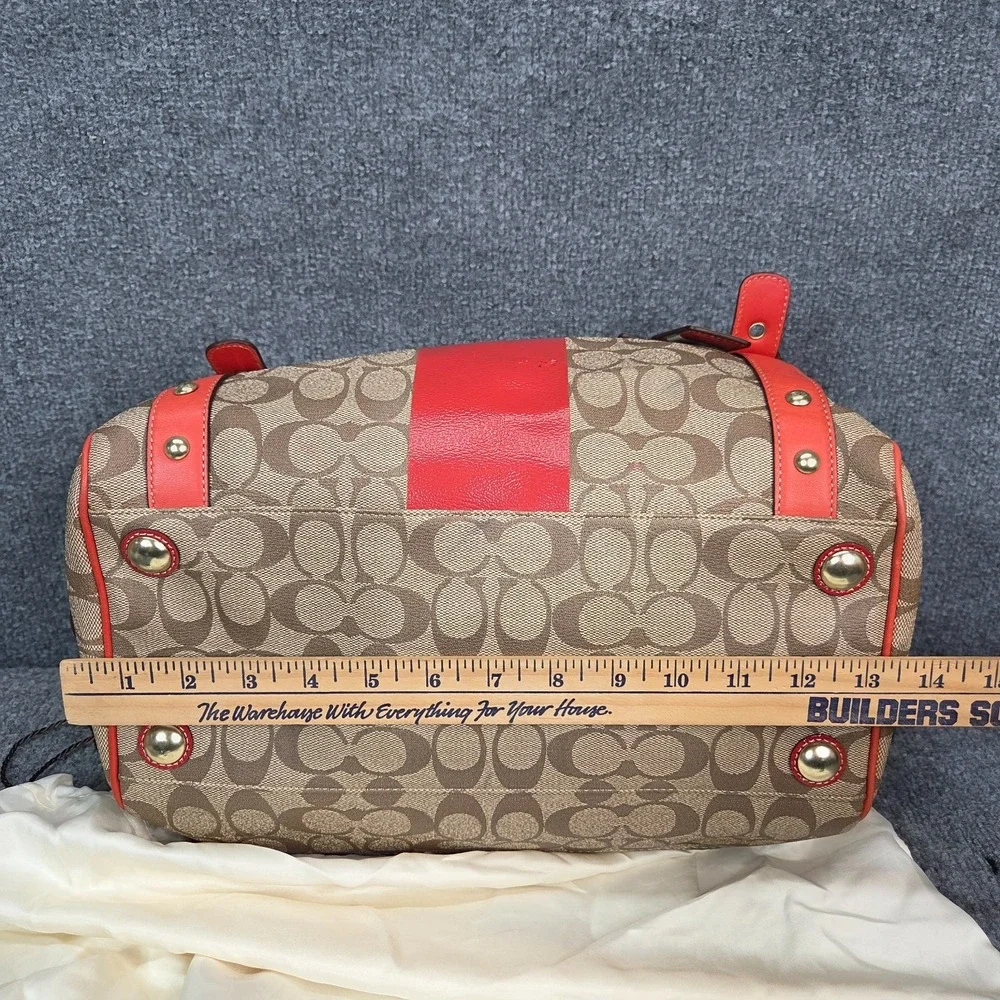 Y2K Coach Heritage Signature Coral Stripe XL Double Zip Satchel RARE 2000s VTG